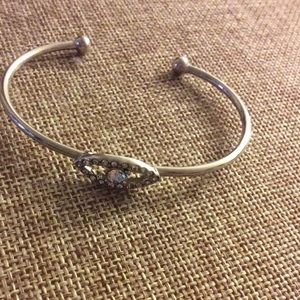 NWT Silvertone Cuff Crystal Eye Bracelet OSFM